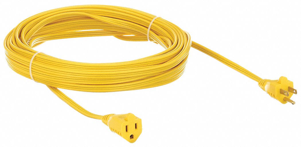 EXTENSION CORD, 50 FT CORD, 16 AWG WIRE SIZE, 16/3, SPT-2, NEMA 5-15P, YELLOW