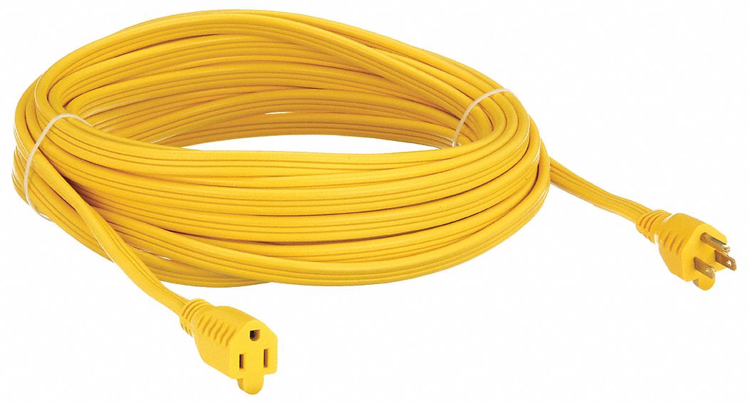 EXTENSION CORD, 50 FT CORD, 12 AWG WIRE SIZE, 12/3, SPT-3, NEMA 5-15P, YELLOW