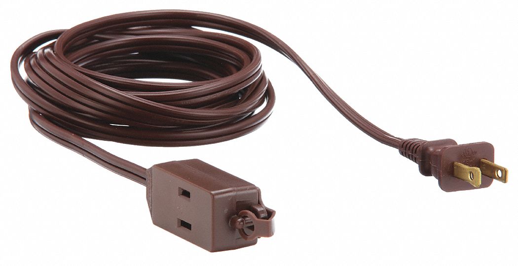 EXTENSION CORD, 9 FT CORD, 16 AWG WIRE SIZE, 16/2, SPT-2, NEMA 1-15P, BROWN, BLOCK