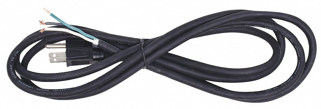 6 ft. Number of Conductors 3 GRAINGER APPROVED Power Cord PVC Black Pack of 10 18 AWG 10.0