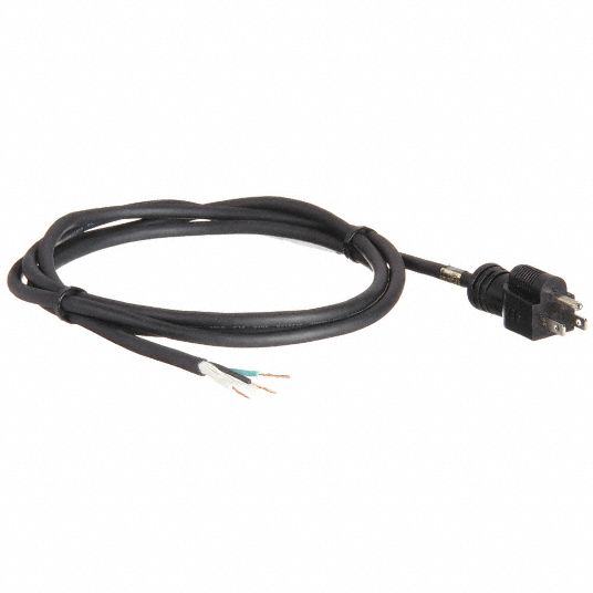  Cable de alimentación de CA de 14 AWG de 12 pies, coleta,  extremo pelado, 3 cables, resistente, calibre 14, 3 clavijas, fuente de  alimentación SJT, enchufe de CA NEMA 5-15P, cable