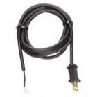 POWER CORD, 18 AWG WIRE SIZE, 8 FT, BARE LEADS, 10 A MAX, PVC, SJT, NEMA 1-15P