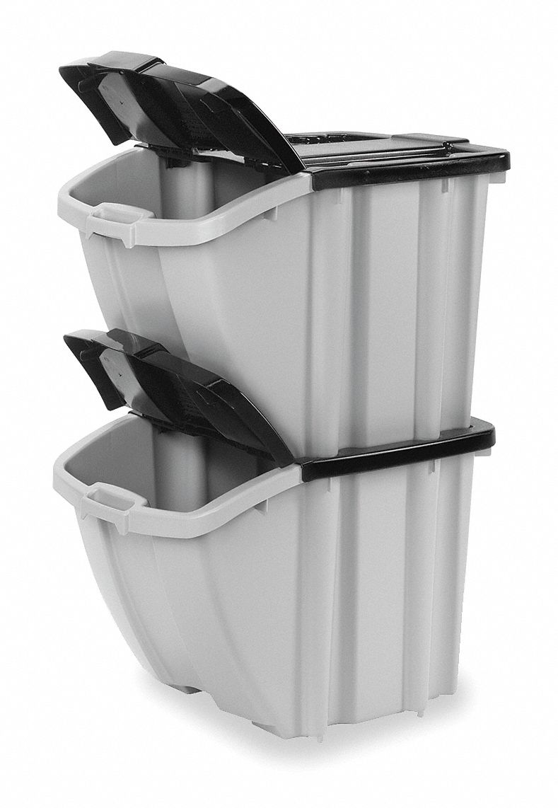 SUNCAST Storage Tote, Color Black/Gray, Outside Height 17 in, Outside