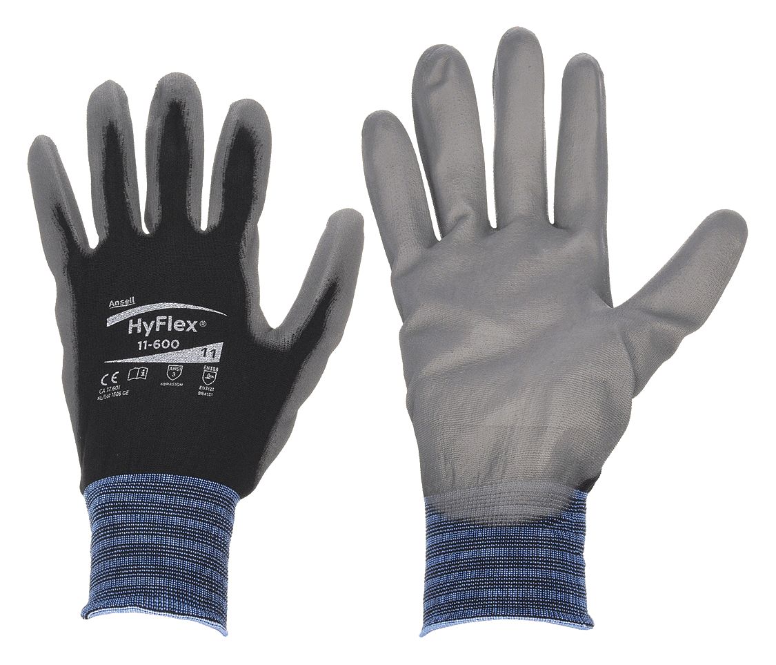 COATED GLOVES, L (9), SMOOTH, PUR, DIPPED PALM, ANSI ABRASION LEVEL 3