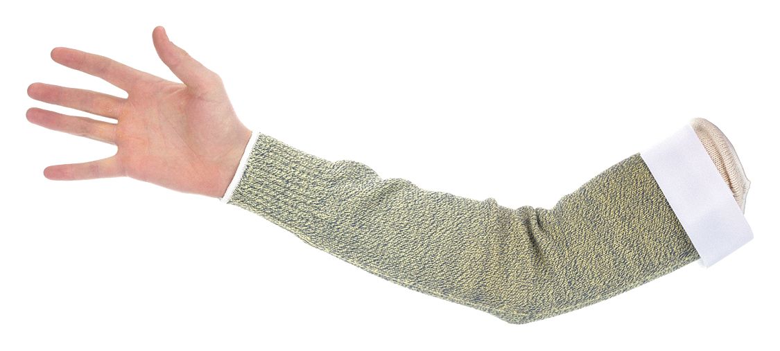 Knit Sleeve: ANSI/ISEA Cut Level A4, Green, Sleeve, Elastic, 18 in Sleeve Lg, Universal