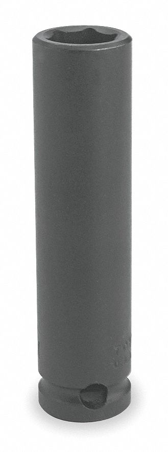 Impact Socket: 3/8 in Drive Size, Metric, 6 mm Socket Size, 6-Point, Deep, 2 3/4 in Overall Lg