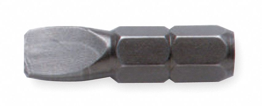 Insert Bit: Insert Bit, Slotted Head, Imperial, 9/32 in Bit Industry Size, Std, Hex, S2 Steel