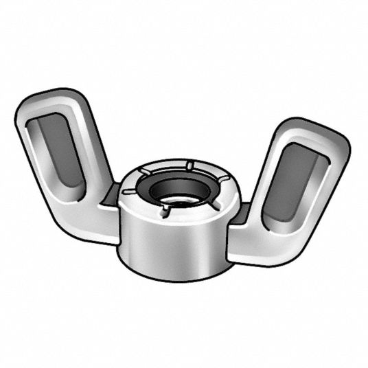 GRAINGER APPROVED 1/4"20 Wing Nut Nylon Insert, Zinc Plated Zinc Alloy