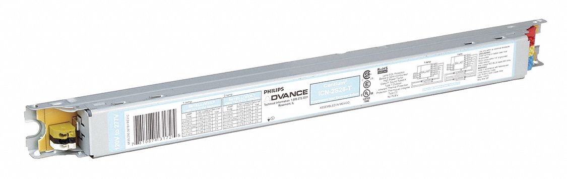 BALLAST FLUORESCENT, T5, 120 À 277VCA, 1 À 2 AMPOULES, 28W AMPOULE MAX, 0,98