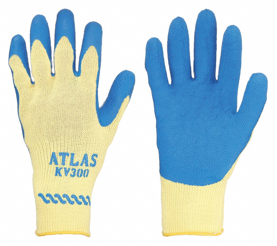 COATED GLOVES, XL (10), ANSI CUT LEVEL A3, DIPPED PALM, LATEX/KEVLAR, 10GA, KNIT WRIST