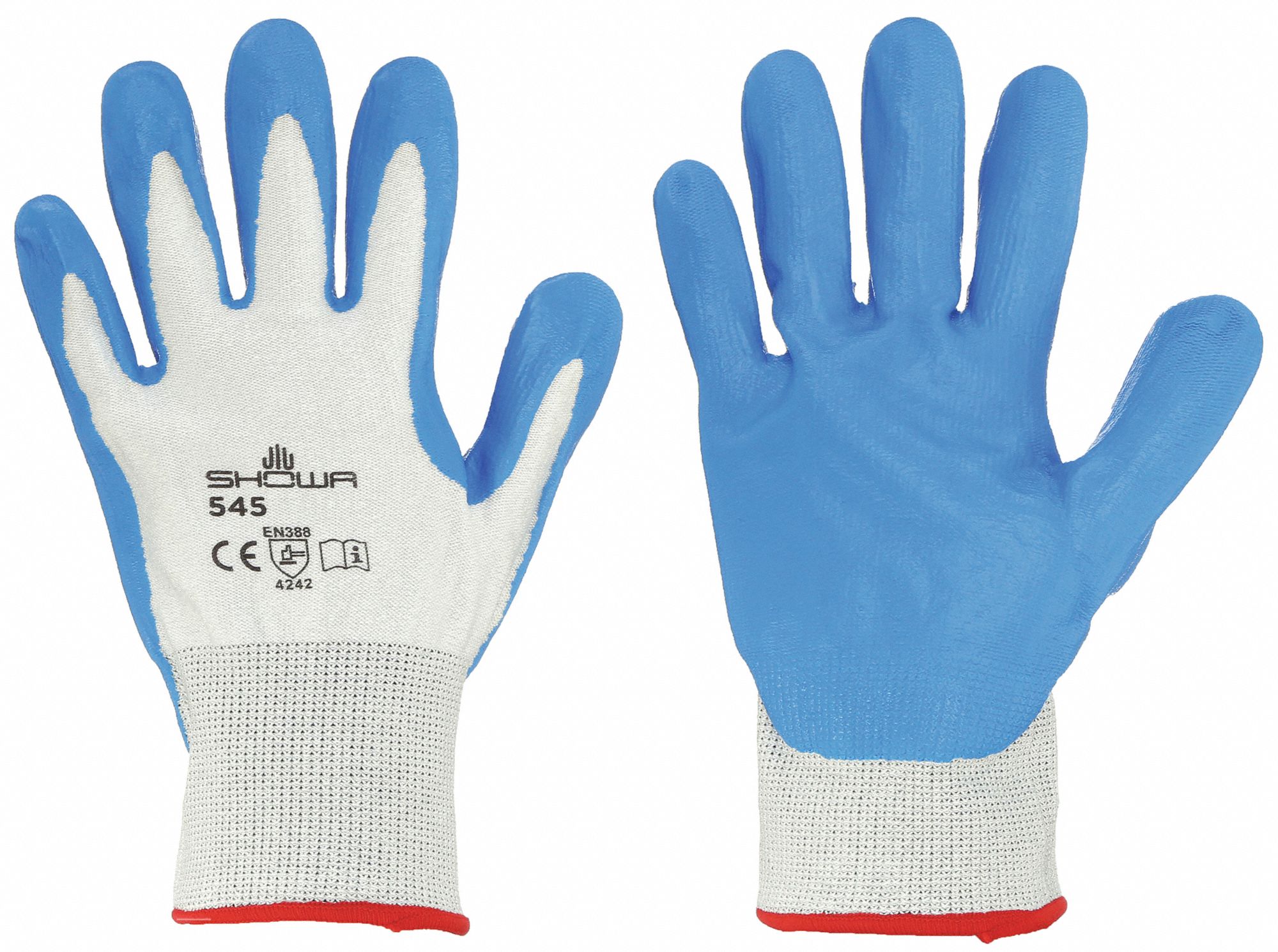 COATED GLOVES, XL (9), ANSI CUT LEVEL A2, DIPPED PALM, NITRILE, HPPE, 13 GA, WHT