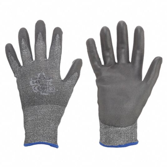 SHOWA Coated Gloves: M ( 7 ), ANSI Cut Level A2, Palm, Dipped,  Polyurethane, HPPE ( 13 ga ), 1 PR