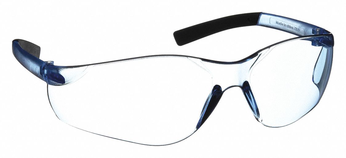 SAFETY GLASSES, FRAMELESS, WRAPAROUND, PC/RUBBER, ANTI-SCRATCH, BL UV, M, UNISEX