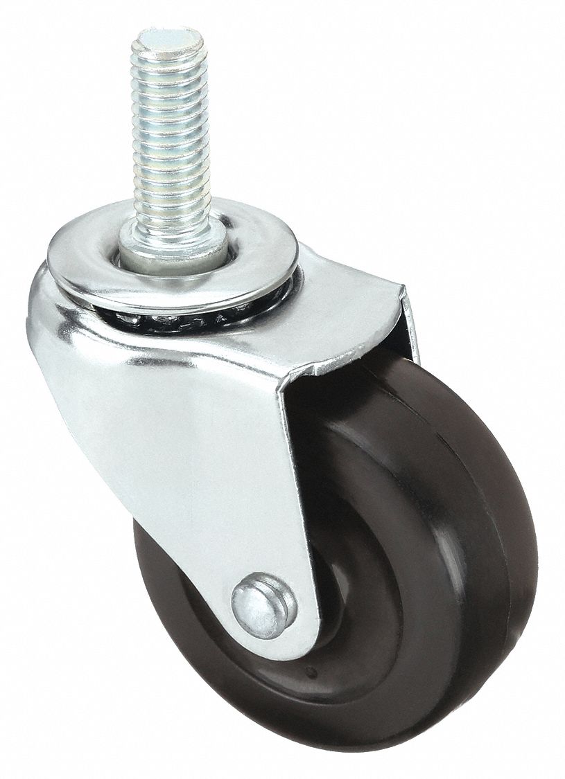 THREADED STEM CASTER, 2 IN WHEEL DIAMETER, 75 LB, 2½ IN MOUNTING H, SWIVEL CASTER