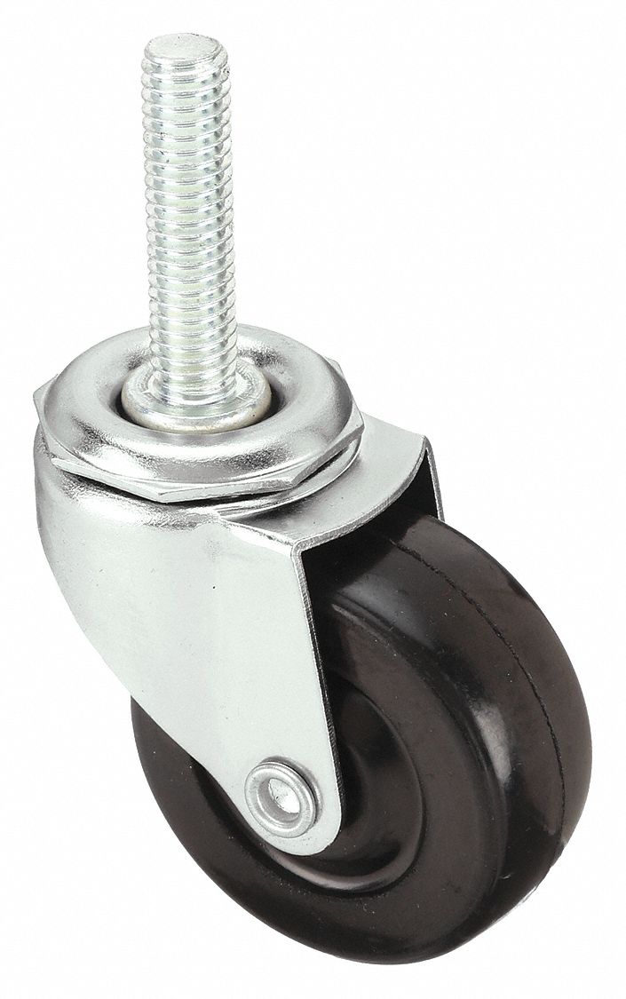 THREADED STEM CASTER, 2 IN WHEEL DIAMETER, 75 LB, 2½ IN MOUNTING H, SWIVEL CASTER
