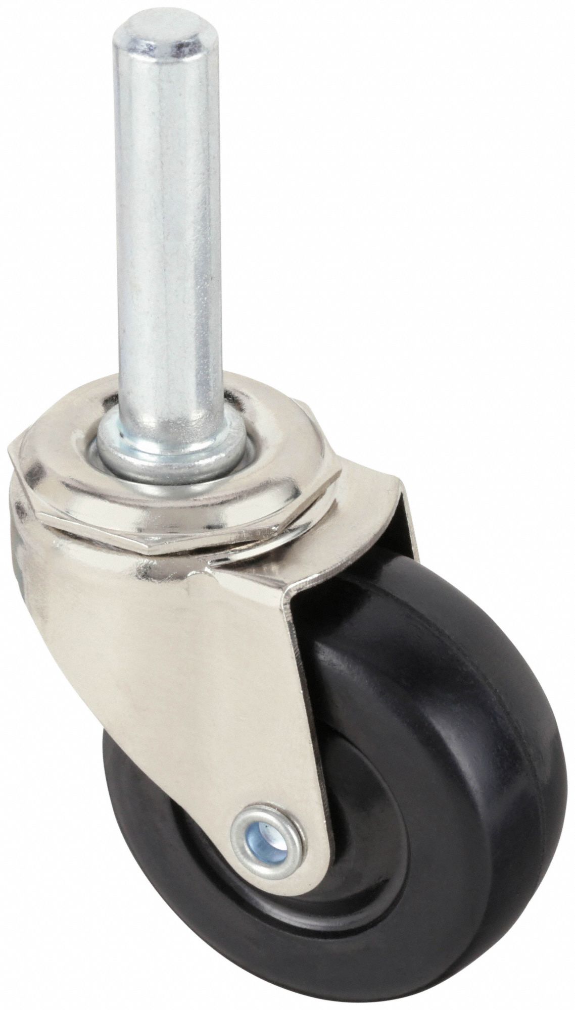 STEM CASTER, 2 IN WHEEL DIAMETER, 75 LB, SWIVEL CASTER, RUBBER