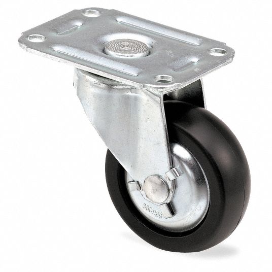 E.R. WAGNER Plate Caster, Swivel, Polyolefin, 125 lb, 3 in Wheel Dia ...