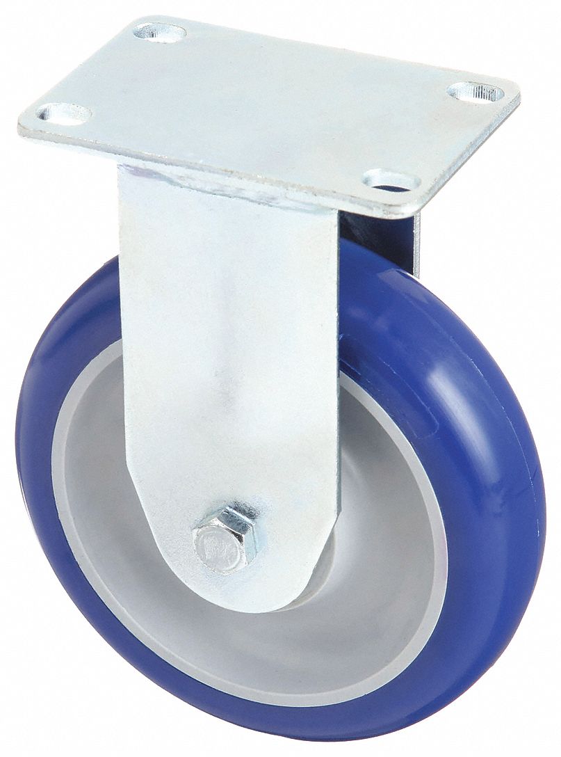NSF-LISTED SANITARY PLATE CASTER, 5 IN WHEEL DIAMETER, 250 LB, 6 3/16 IN MOUNTING H