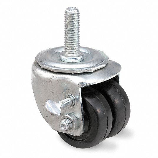 Dual Wheel Swivel Caster w/Brake, 2 in Wheel Dia., 200 lb Load Rating