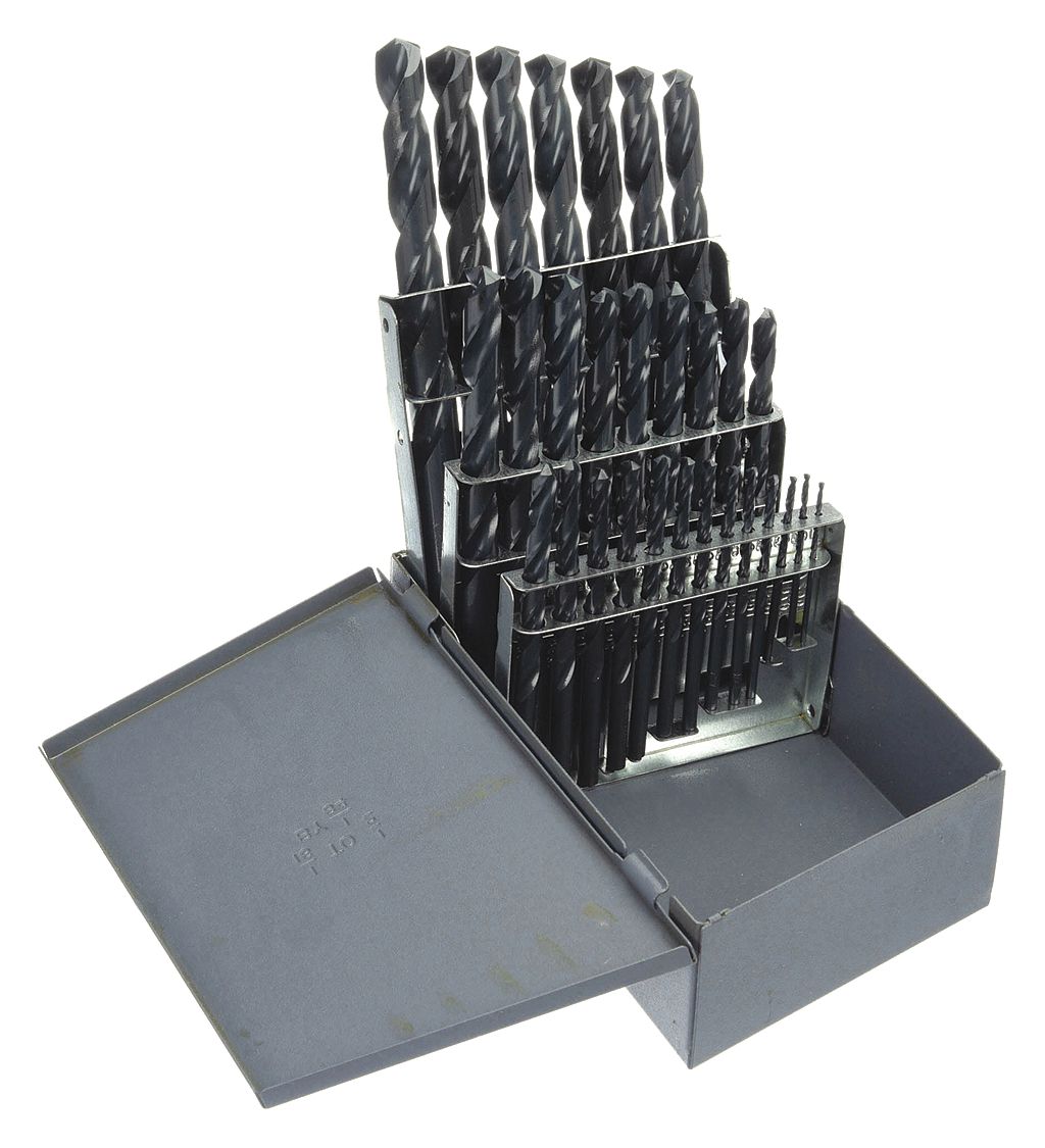 JOBBER LENGTH DRILL BIT SET, 1/16 IN SMALLEST BIT, ½ IN LARGEST BIT, HSS