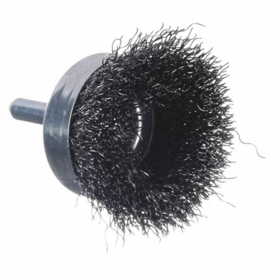 1 3/4 in Crimped Wire Cup Brush, Shank Mounting, 0.012 in Wire Dia. 5/8 in  Bristle Trim Length - Grainger