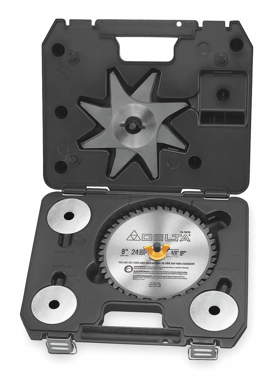 DELTA 8 in Stacked Dado Blade Set, 1/4 in to 29/32 in Cutting Width 1GCL7357670 Grainger