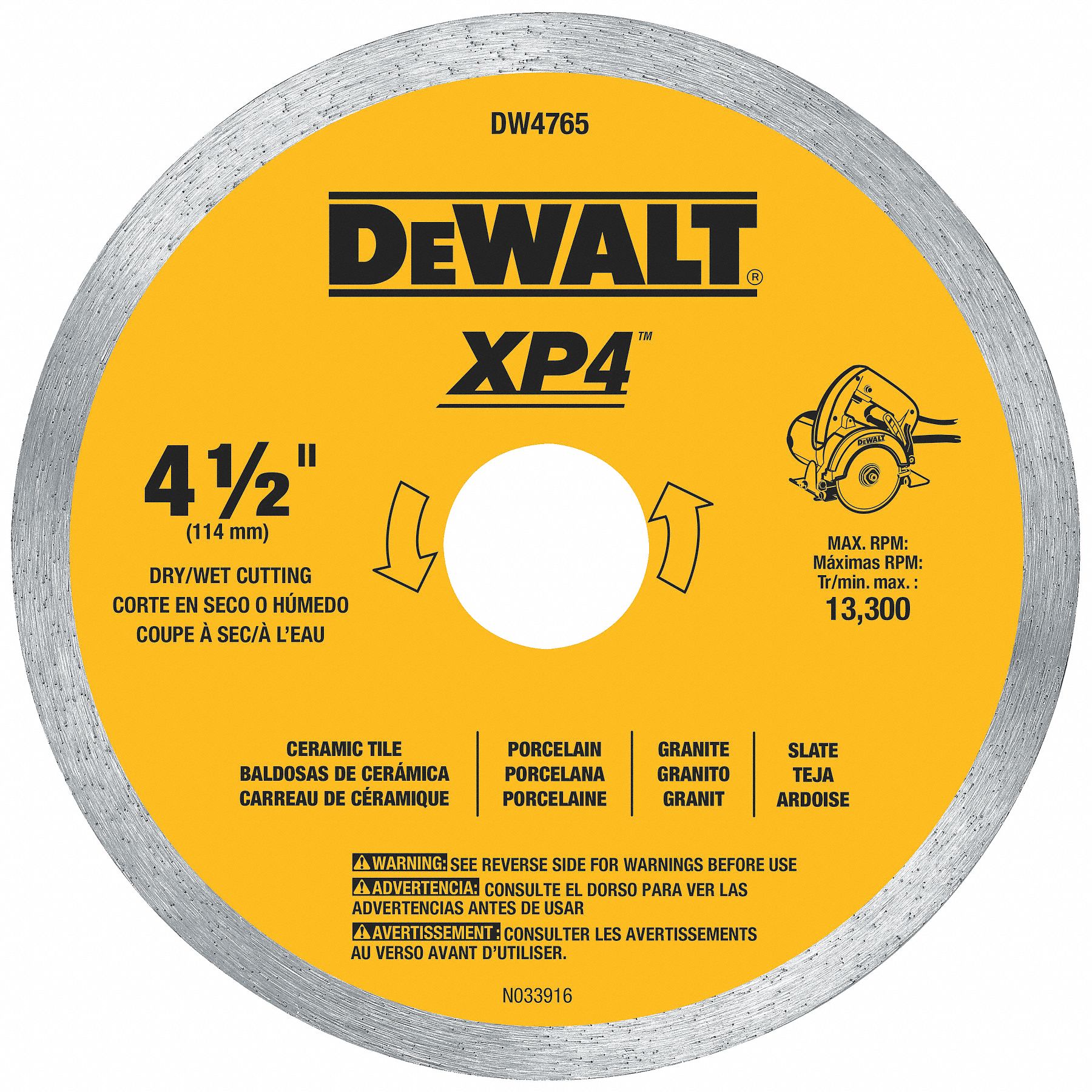 DIAMOND SAW BLADE,BEST,4 1/2 IN,WET/DRY