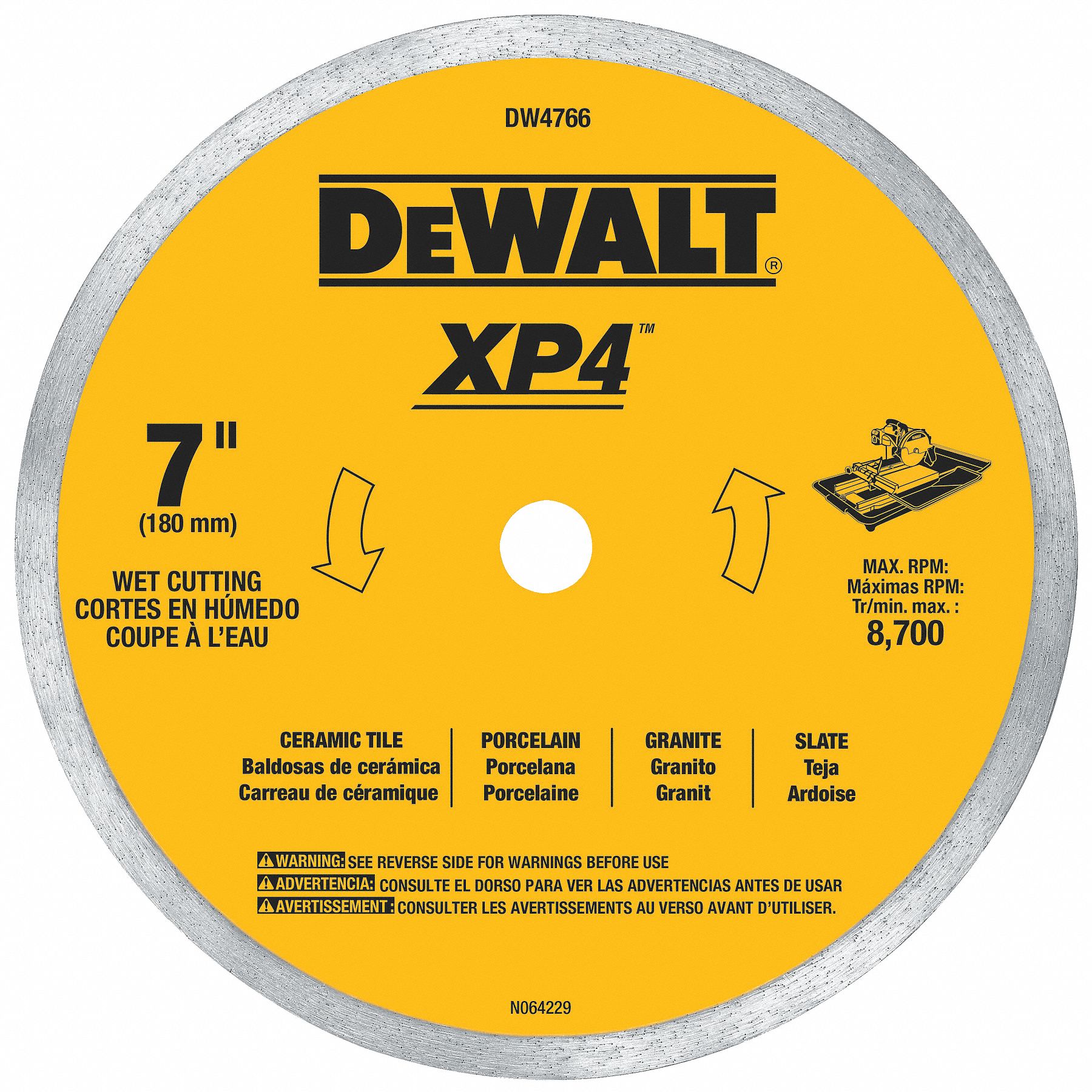 DEWALT Chop Saws, Diamond Saw Blade, 7 in Blade Dia., 5/8 in Arbor Size