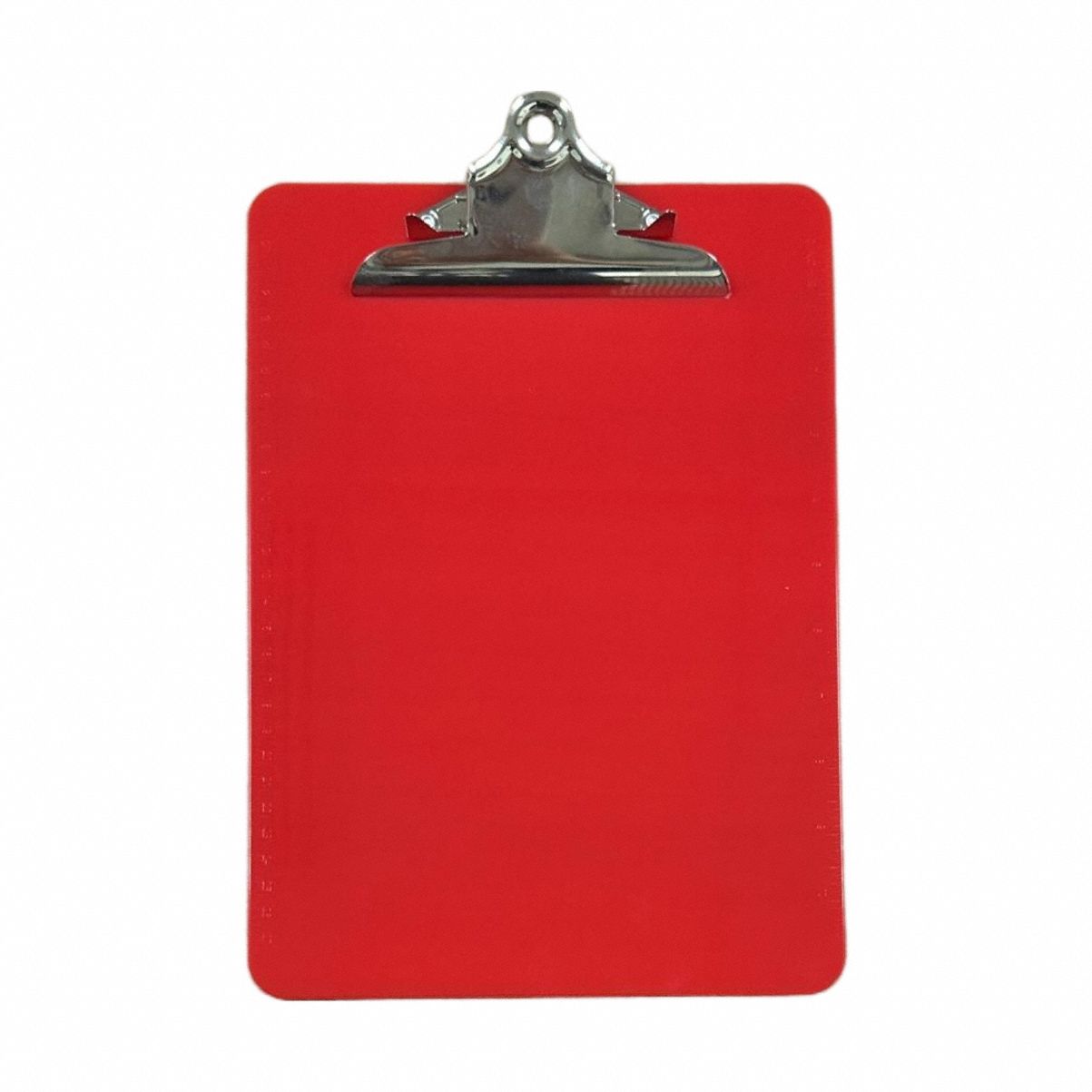 Clipboard: Letter Paper Size Name, Plastic, 1 in Clip Capacity, 9 in Overall Wd, Red, Plastic