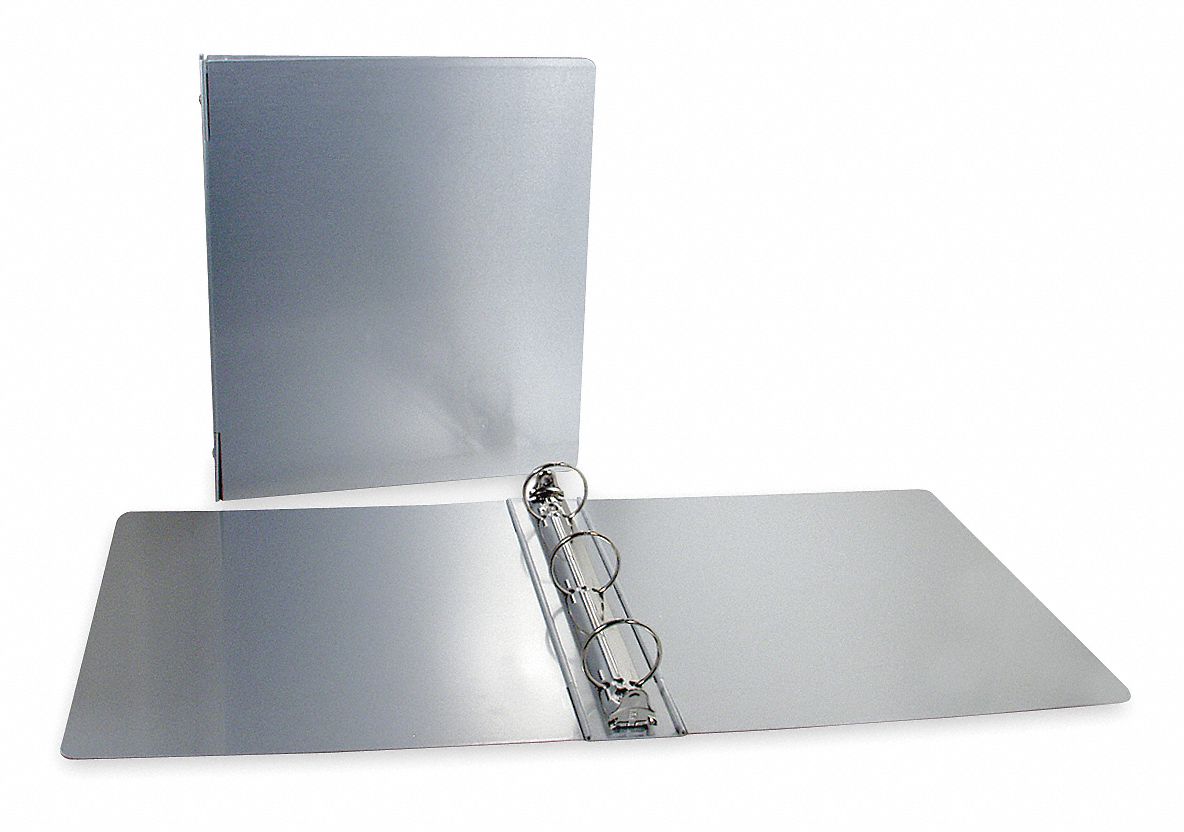 THREE RING BINDER,10 1/2 IN W,SILVE