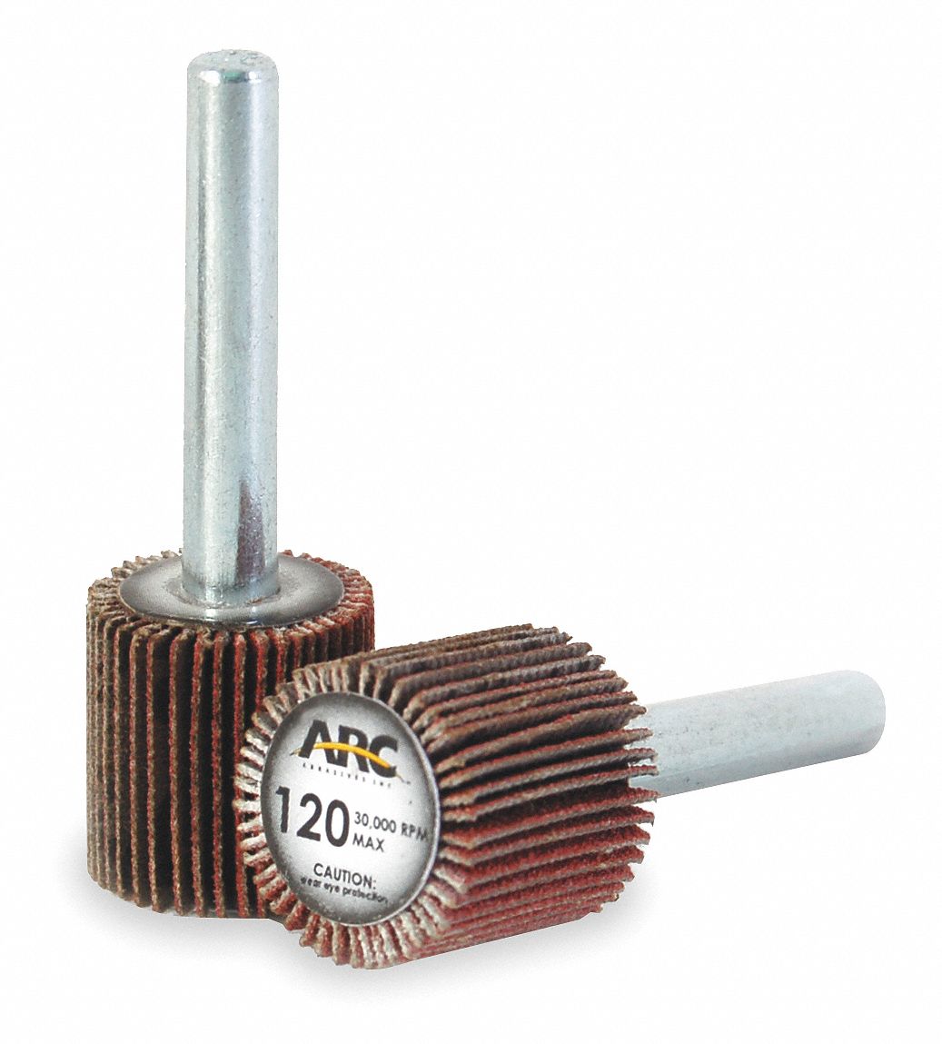 ARC ABRASIVES Mounted Flap Wheel Medium, Coated, 3/4 in, 3/4 in Face