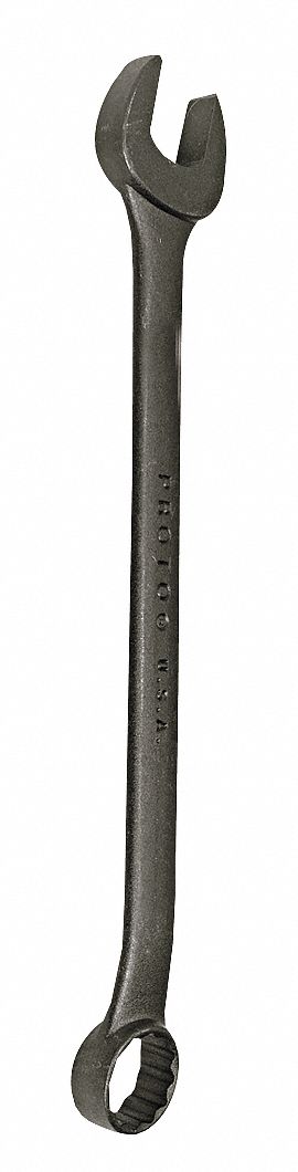 Combination Wrench: Alloy Steel, Black Oxide, 21 mm Head Size, 11 3/4 in Overall Lg, Offset