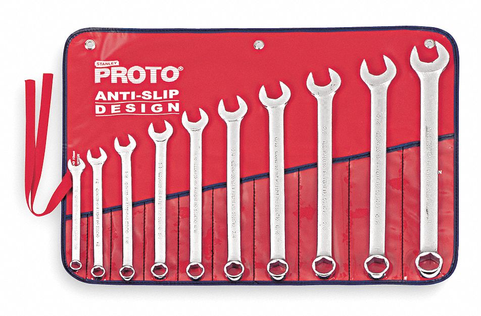 PROTO, Alloy Steel, Satin, Combination Wrench Set 449P48J1200GHASD Grainger