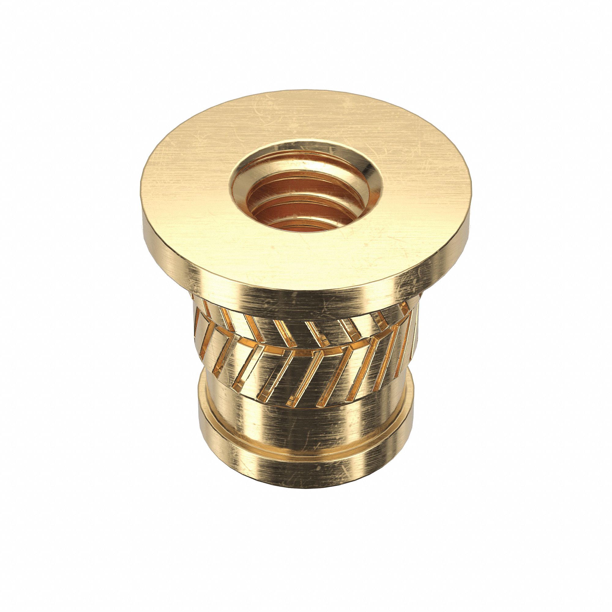 Heat-Set Insert: #2-56 Thread Size, 3/16 in Overall Lg, 9/64 in Dia, Brass, 100 PK