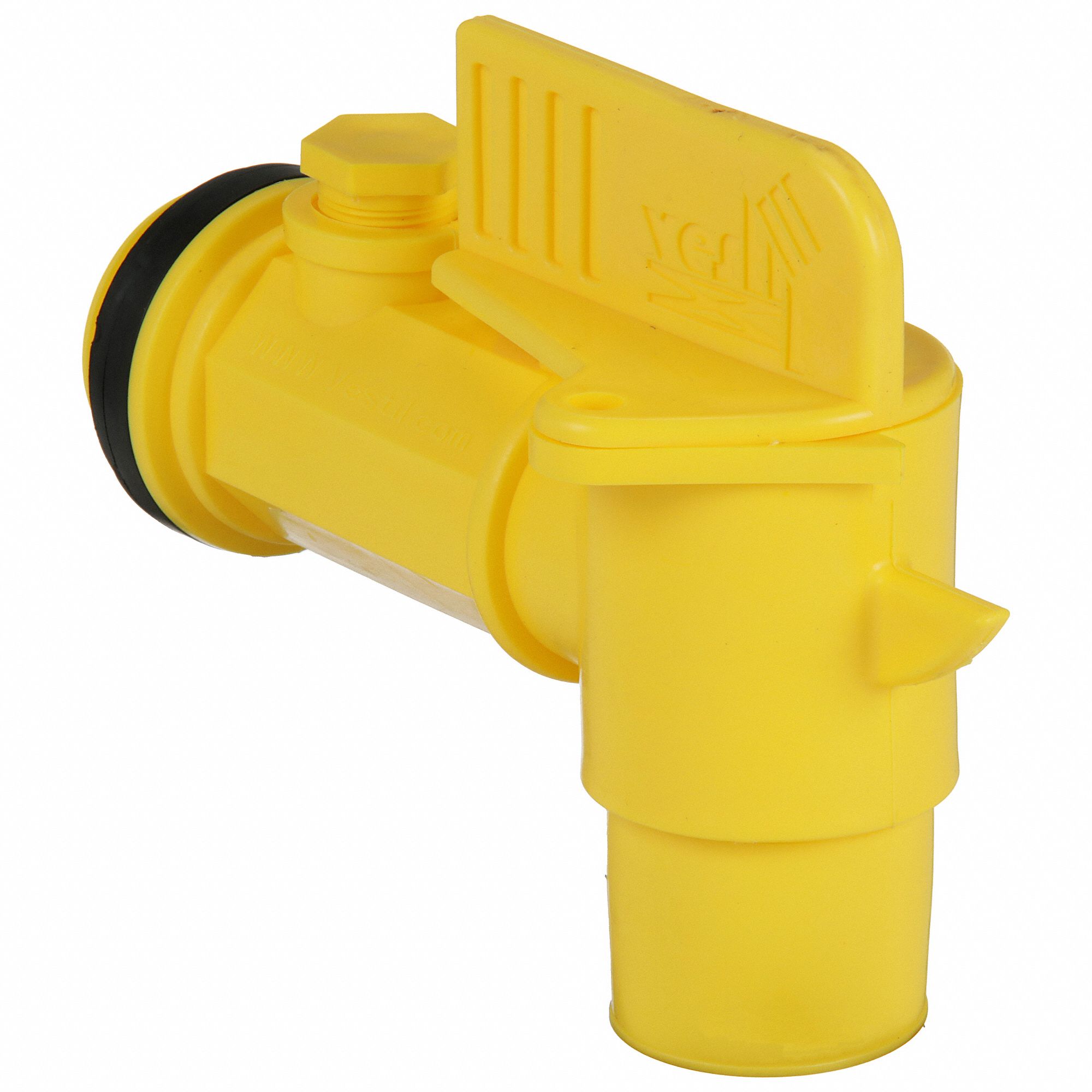 DRUM FAUCET, MANUAL, 2 IN MALE NPT, 2¼ IN OUTLET CONNECTION SIZE, ADJUSTABLE, YELLOW