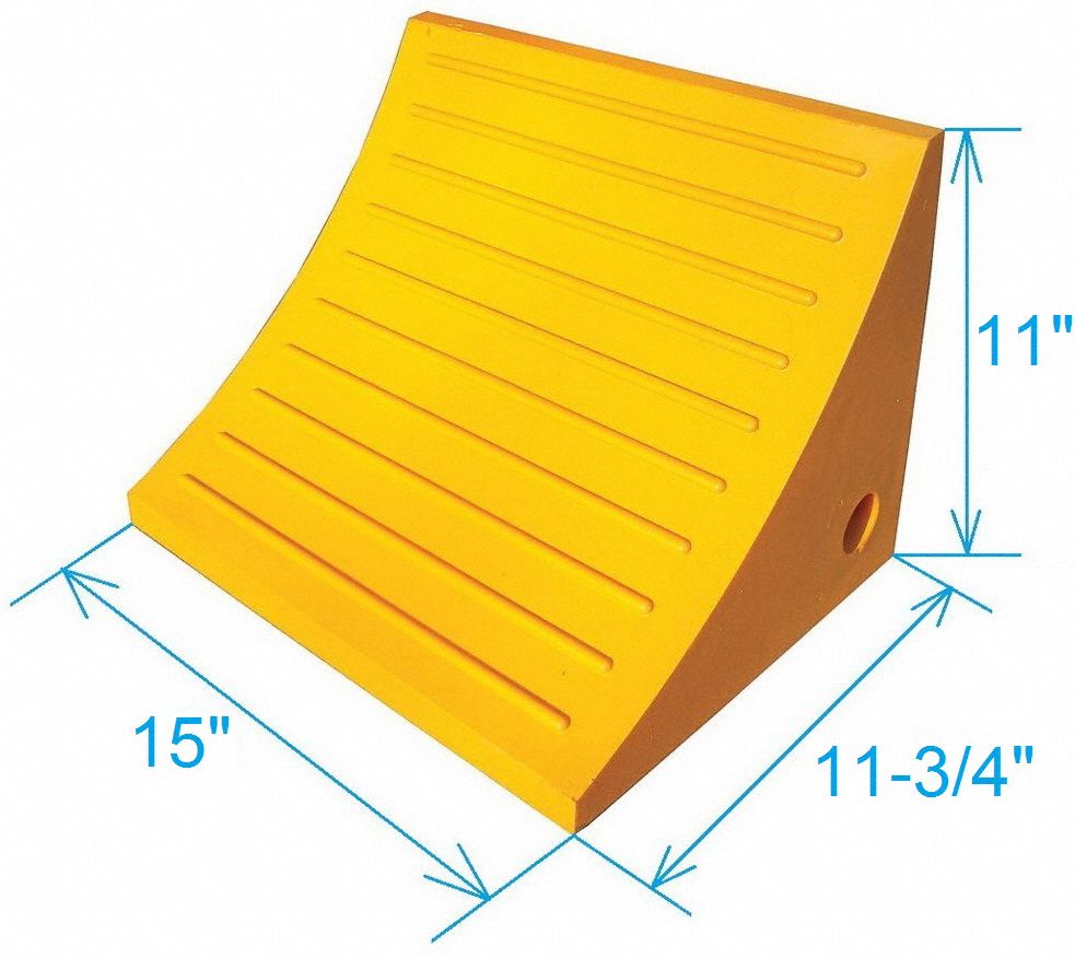 GRAINGER APPROVED Wheel Chock 15 in Wd, 11 in Ht, 11 3/4 in Dp