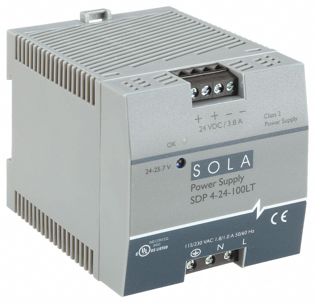 DC Power Supply: DIN Rail, 92 W Output Power - Rated, 3.8 A Current - Output, Single Phase