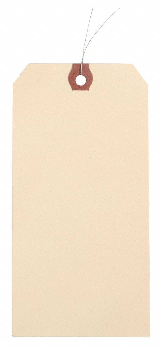 Blank Shipping Tag: #4, 4 1/4 in Tag Ht, 2 1/8 in Tag Wd, 13 Points, Manila, Paper, 1,000 PK