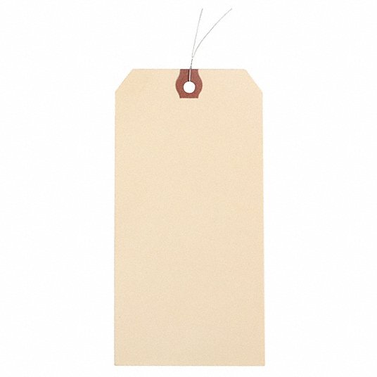 Blank Shipping Tag: #4, 4 1/4 in Tag Ht, 2 1/8 in Tag Wd, 13 Points, Manila, Paper, 1,000 PK