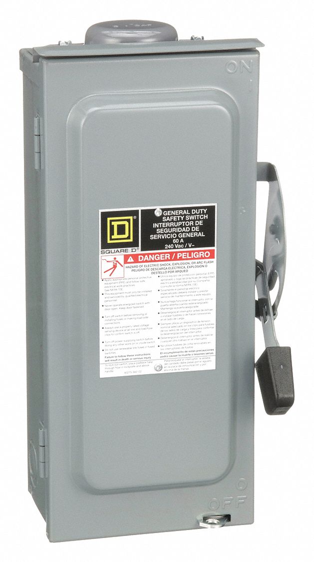 SQUARE D Safety Switch, Fusible, General, 240V AC Voltage, 3 Phase, 15