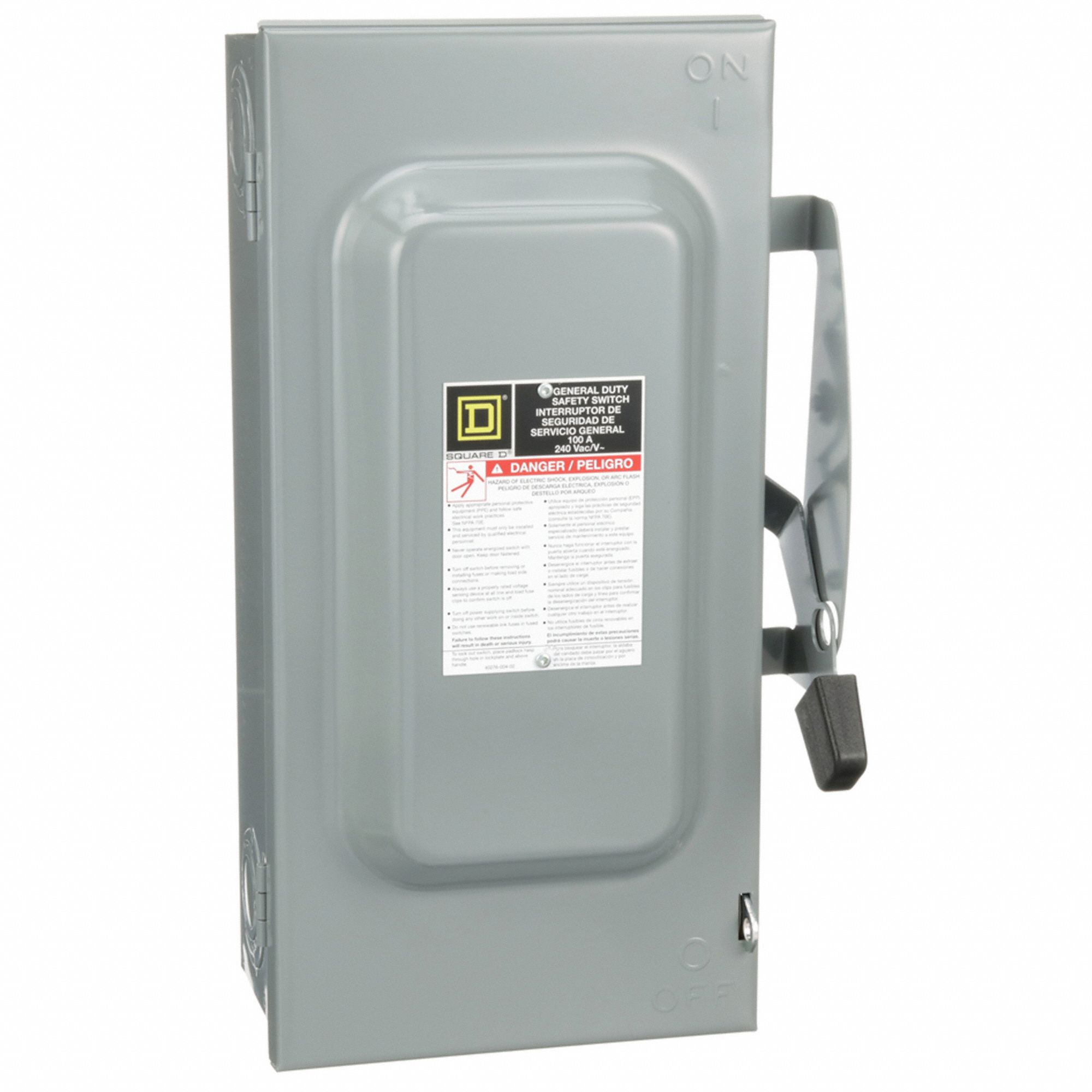 Safety Switch: Non-Fusible, 100 A, Three Phase, 240V AC, Galvanized Steel, Indoor