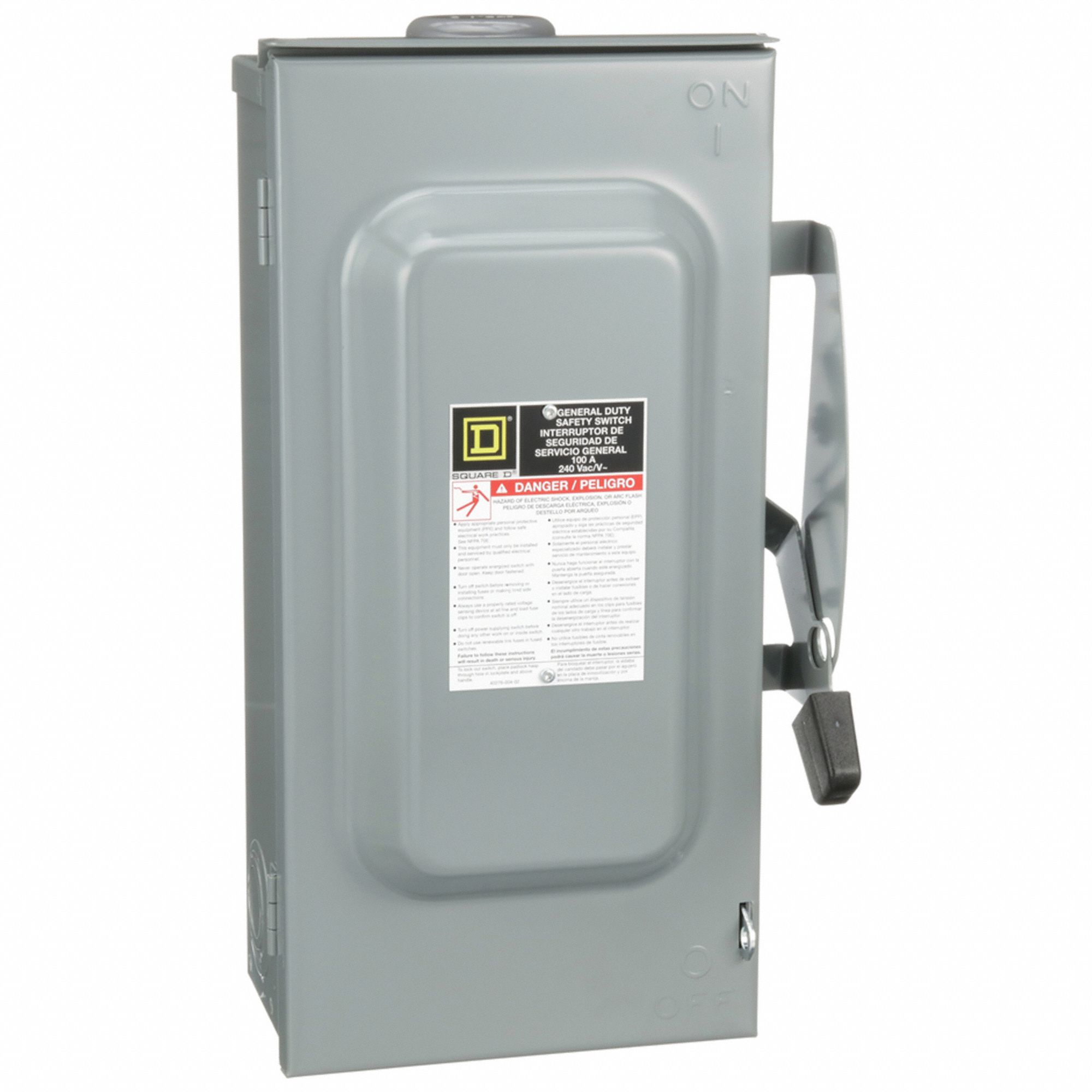 Safety Switch: Non-Fusible, 100 A, Three Phase, 240V AC, Galvanized Steel, Indoor/Outdoor