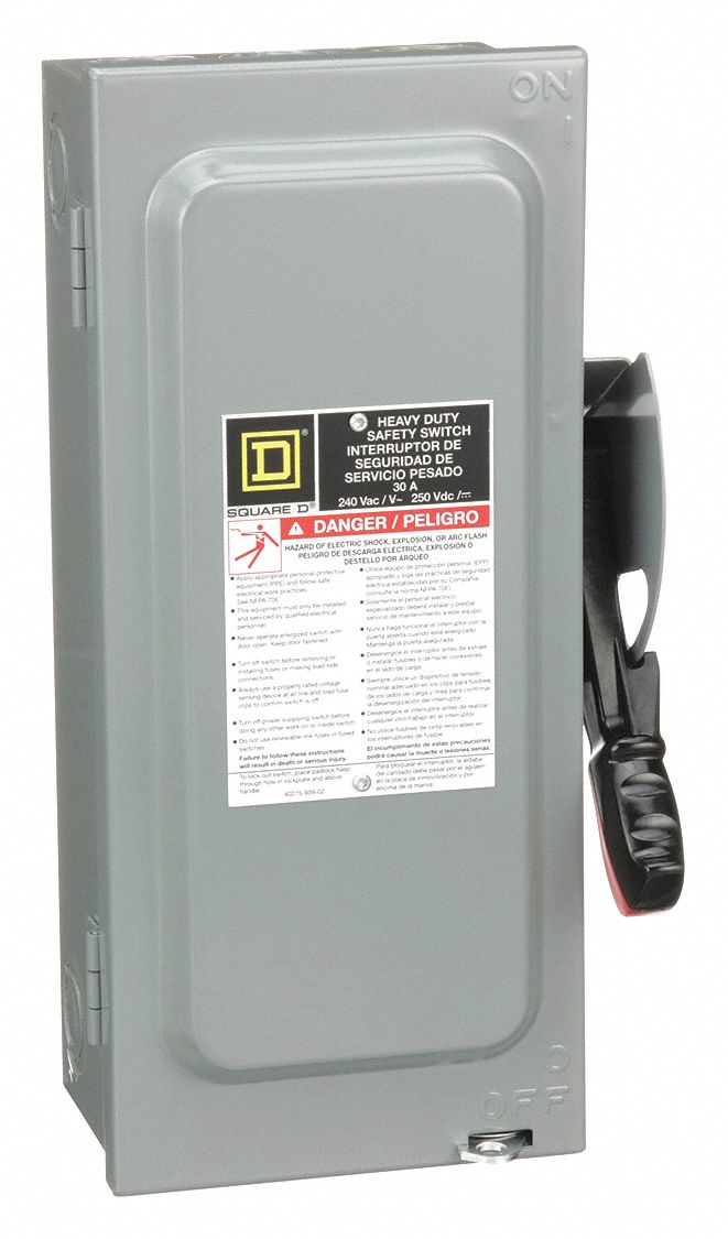 SQUARE D Safety Switch 30 A Amps AC, 3 HP 240V AC, 1, 3 Poles, 4