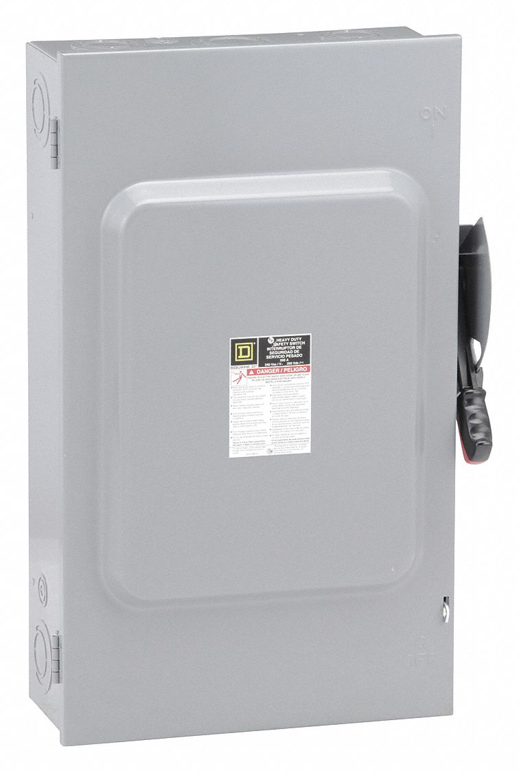 SQUARE D Safety Switch, Fusible, Heavy, 240V AC Voltage, 3 Phase, 60 hp