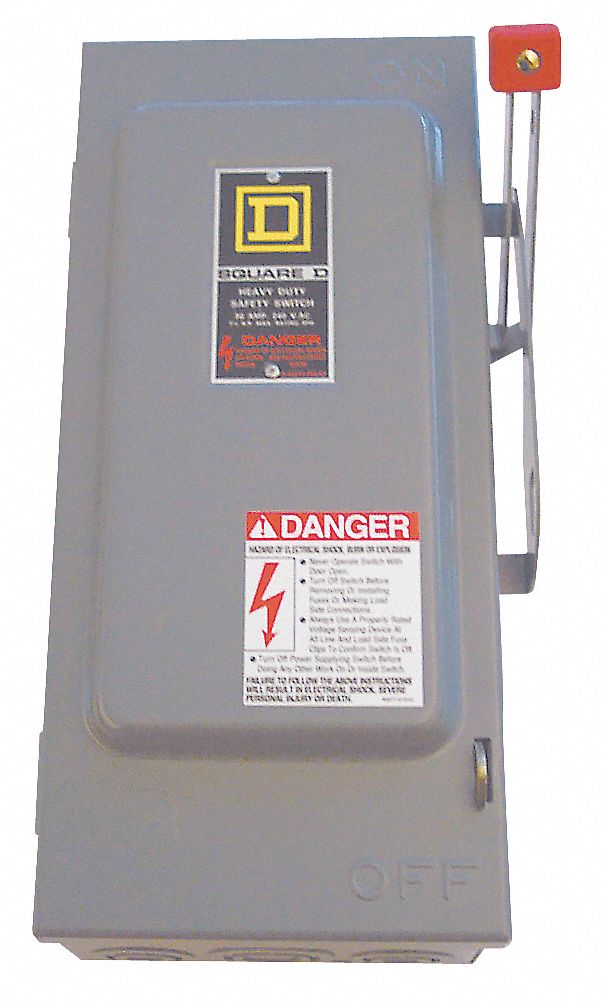 SQUARE D Safety Switch 30 A Amps AC, 20 HP 600V AC, 12K, 3 Poles, 3