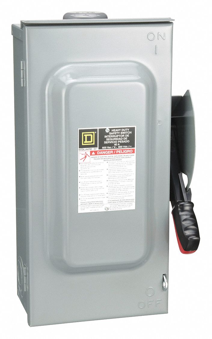 SQUARE D Safety Switch, Nonfusible, Heavy, 600V AC Voltage, 3 Phase, 30