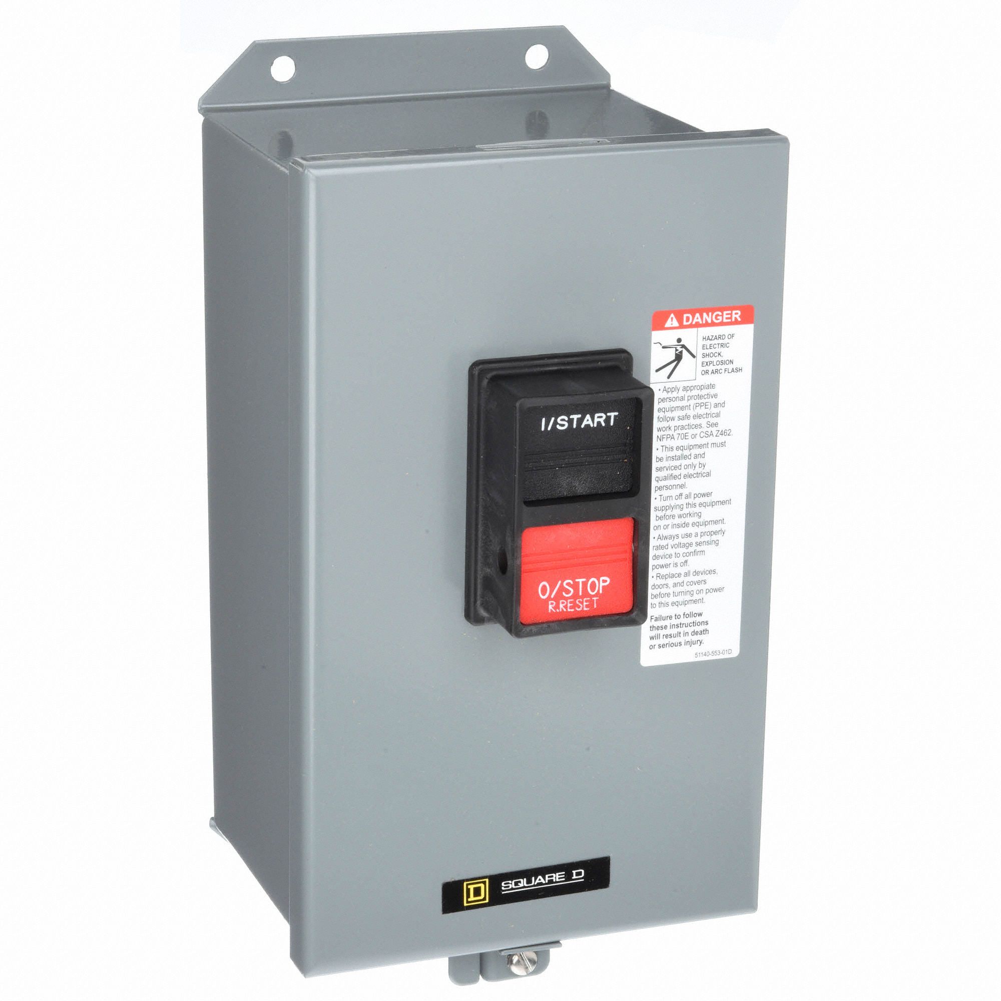 SQUARE D Manual Motor Starter, M0 NEMA Size, Push Button, 12 Enclosure