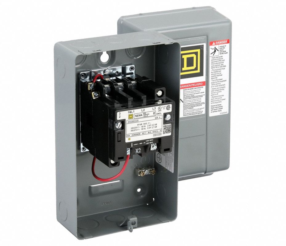 SQUARE D Contactor 110 a 120VCA, Polos: 3, Reversible: No, Amperaje de ...