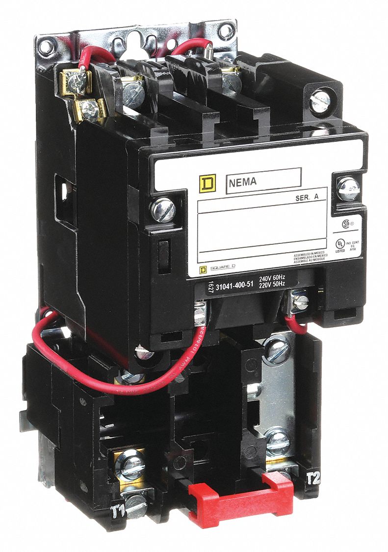 Magnetic Motor Starter: Non-Reversing, 2 Poles, NEMA Size 1, 27 A, 120V AC Coil