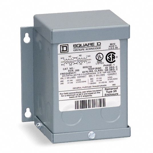 SQUARE D, AC/120V 240V AC/120V AC, Isolation Transformer - 2CT06|1S6FIS - Grainger